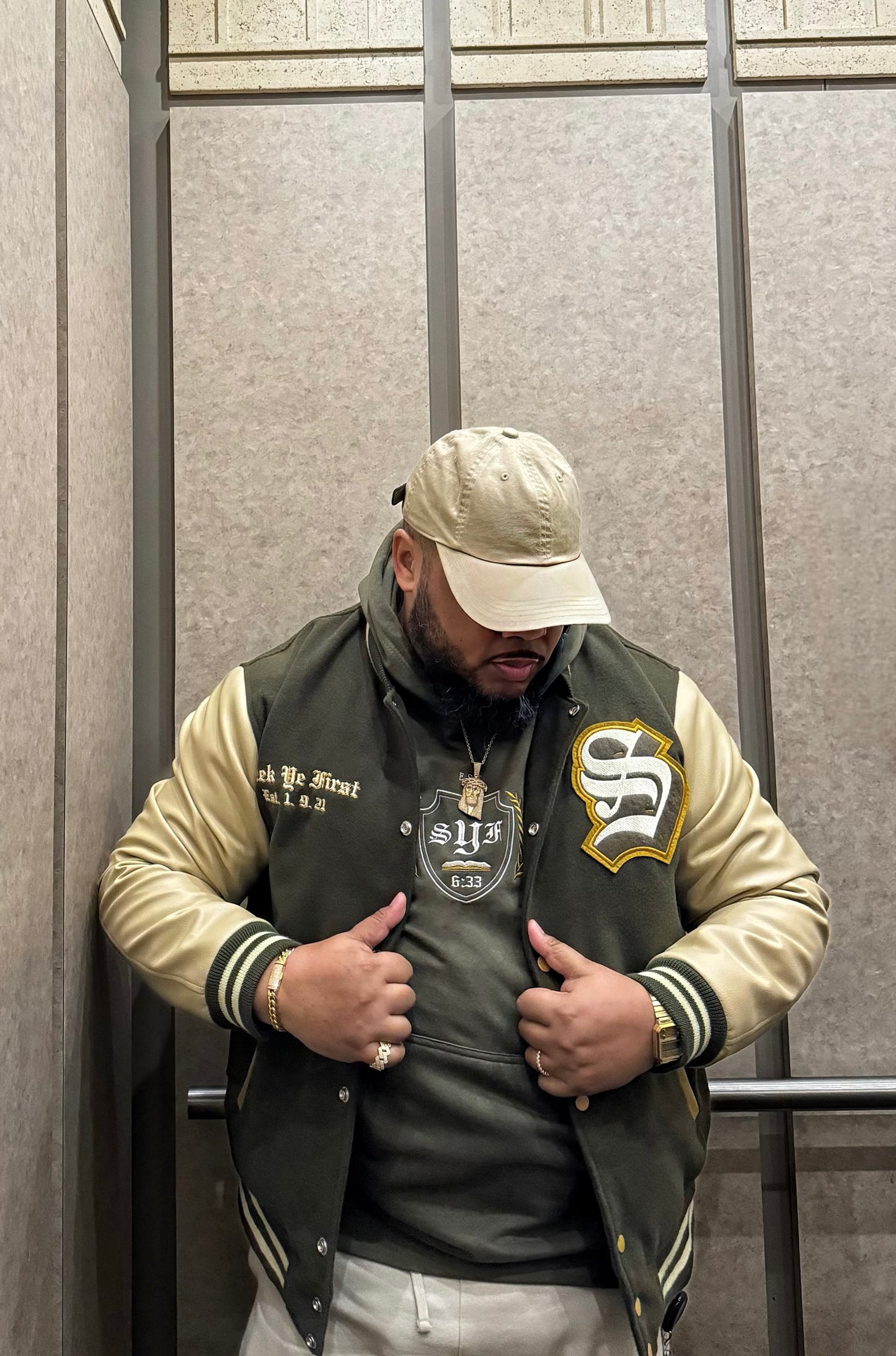 Green and Gold Letterman Jacket