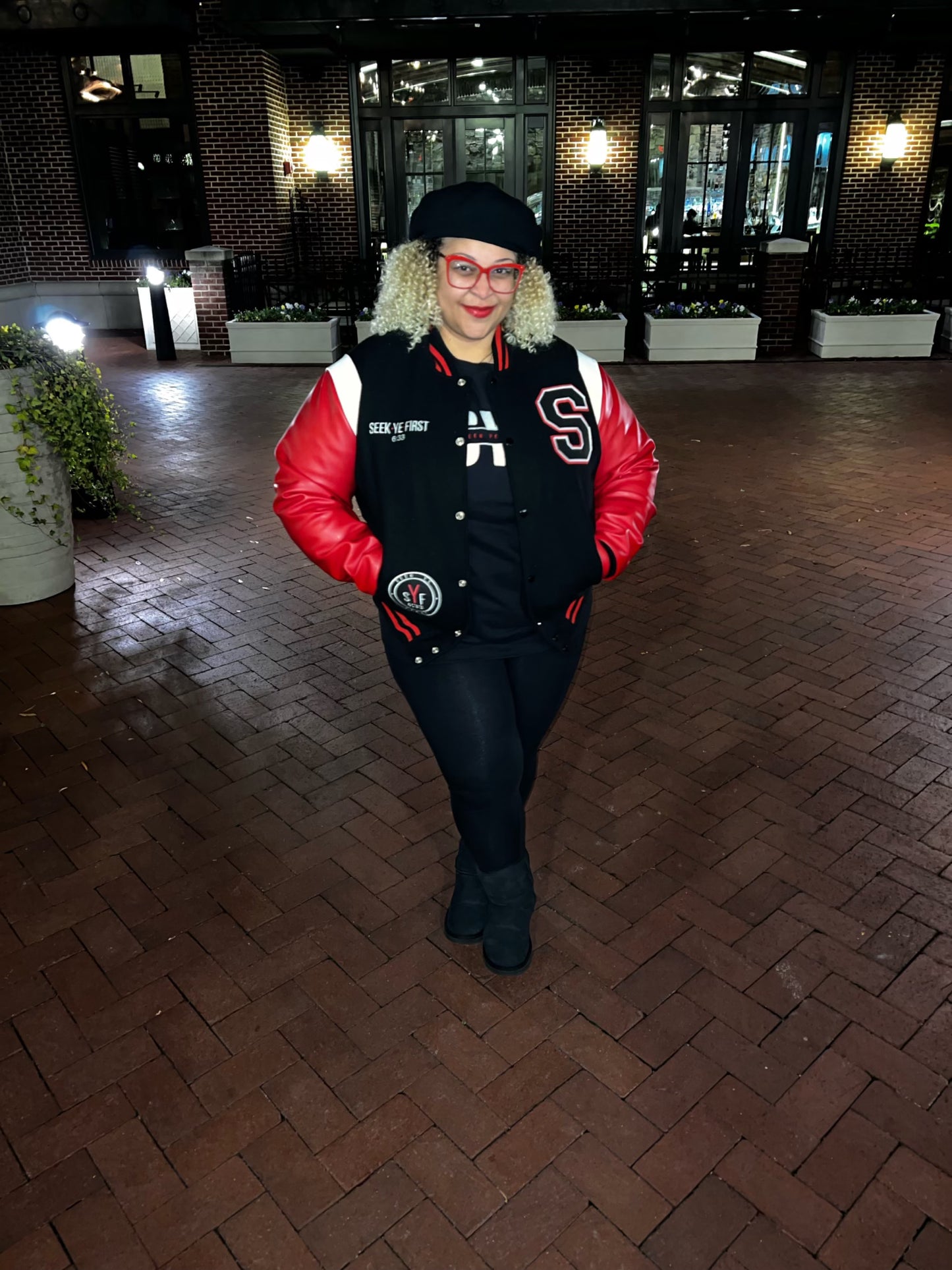 Black and Red Letterman Jacket