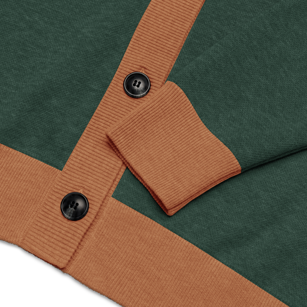 Old English Knitted Cardigan - Green and Gold