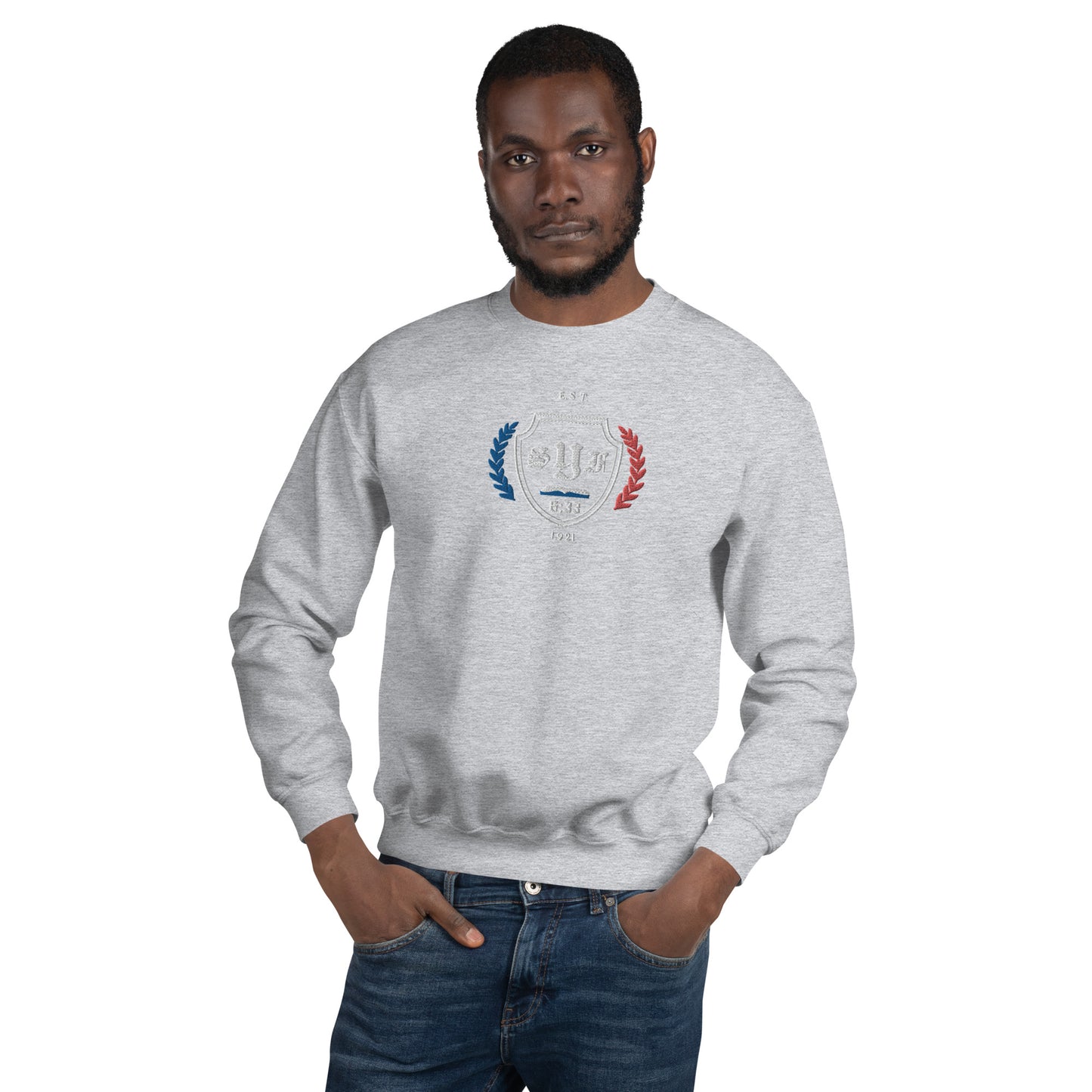 O. E. Varsity Relaxed Fit Crewneck (Gray & White)