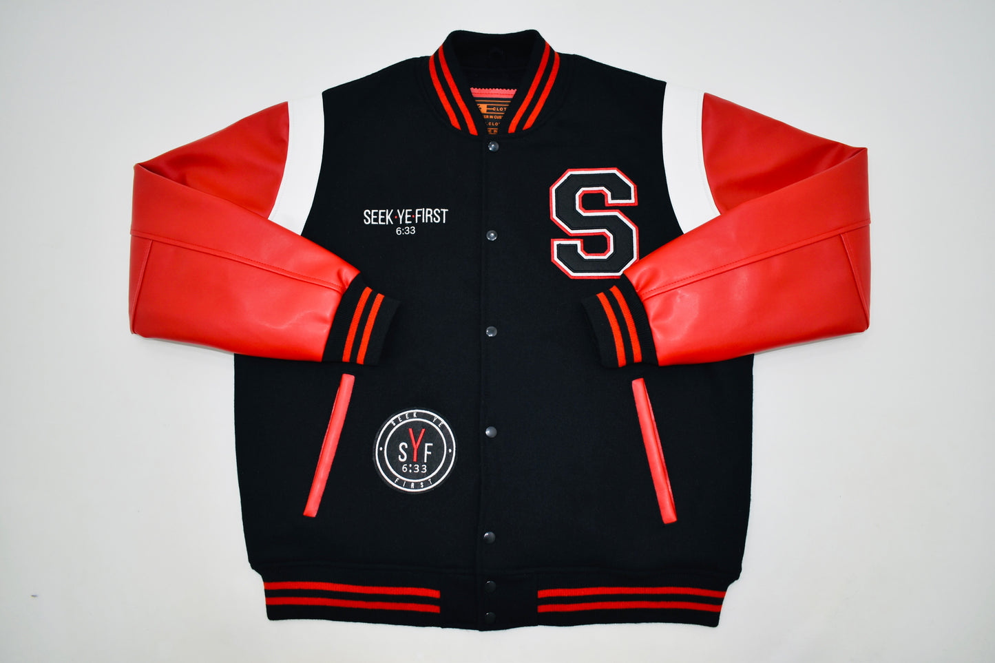 Black and Red Letterman Jacket