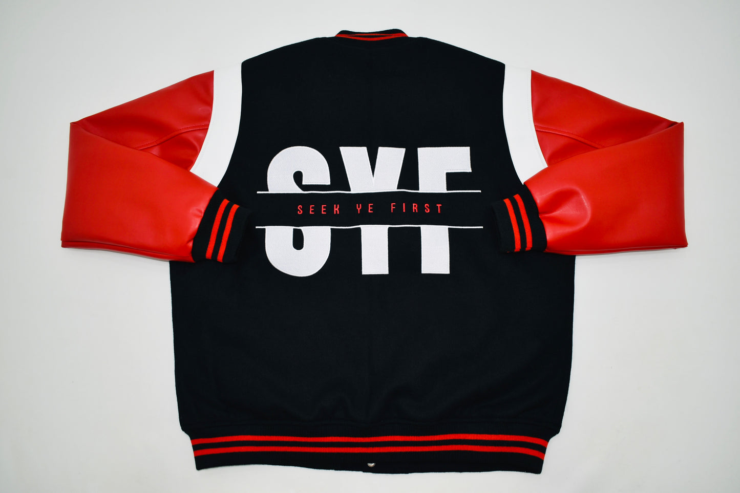 Black and Red Letterman Jacket