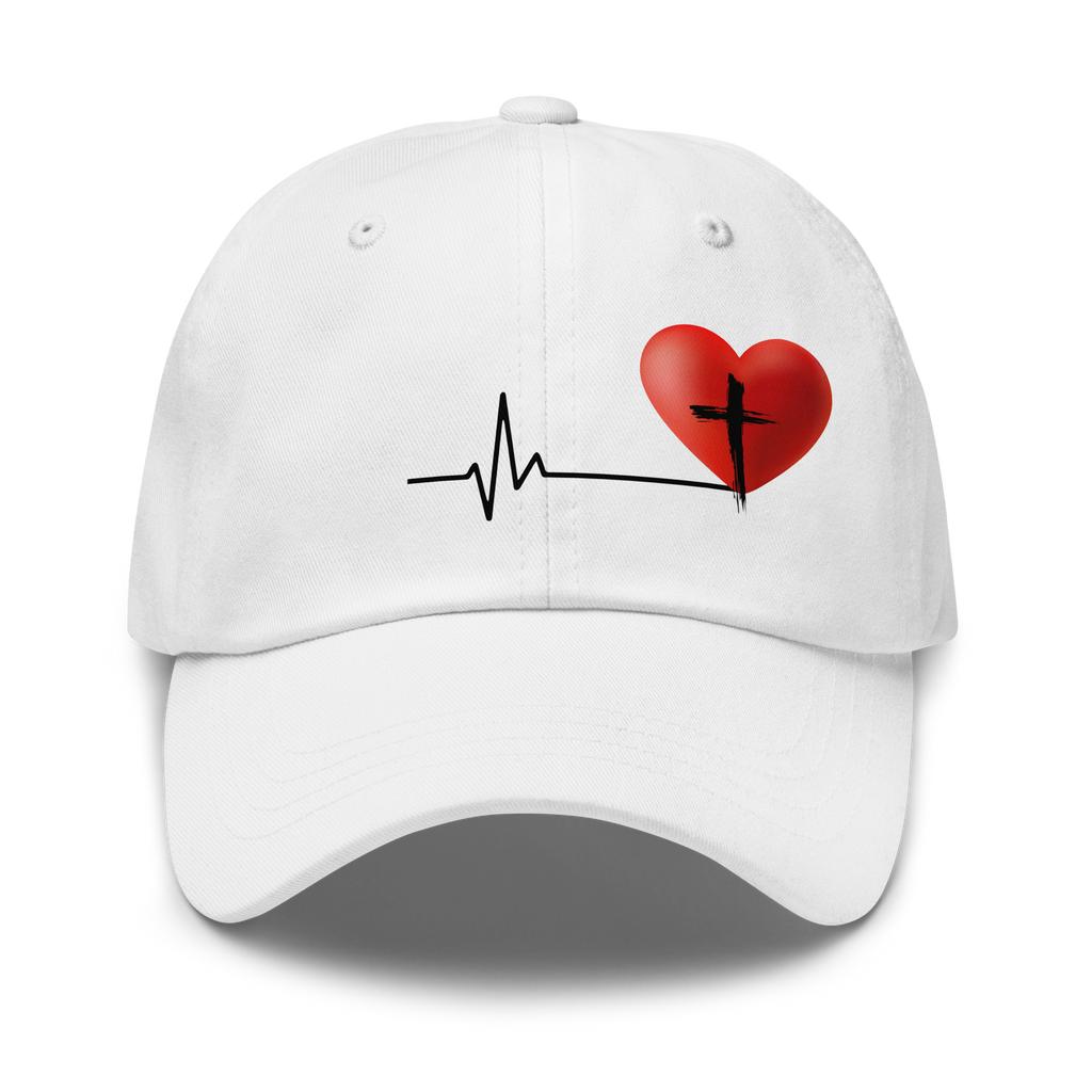 Heartbeat - Dad Hat - White