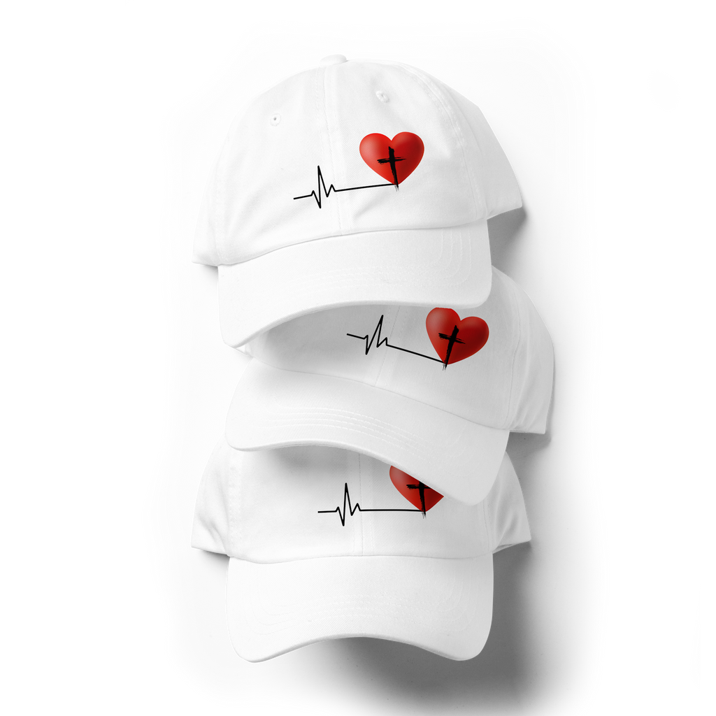 Heartbeat - Dad Hat - White