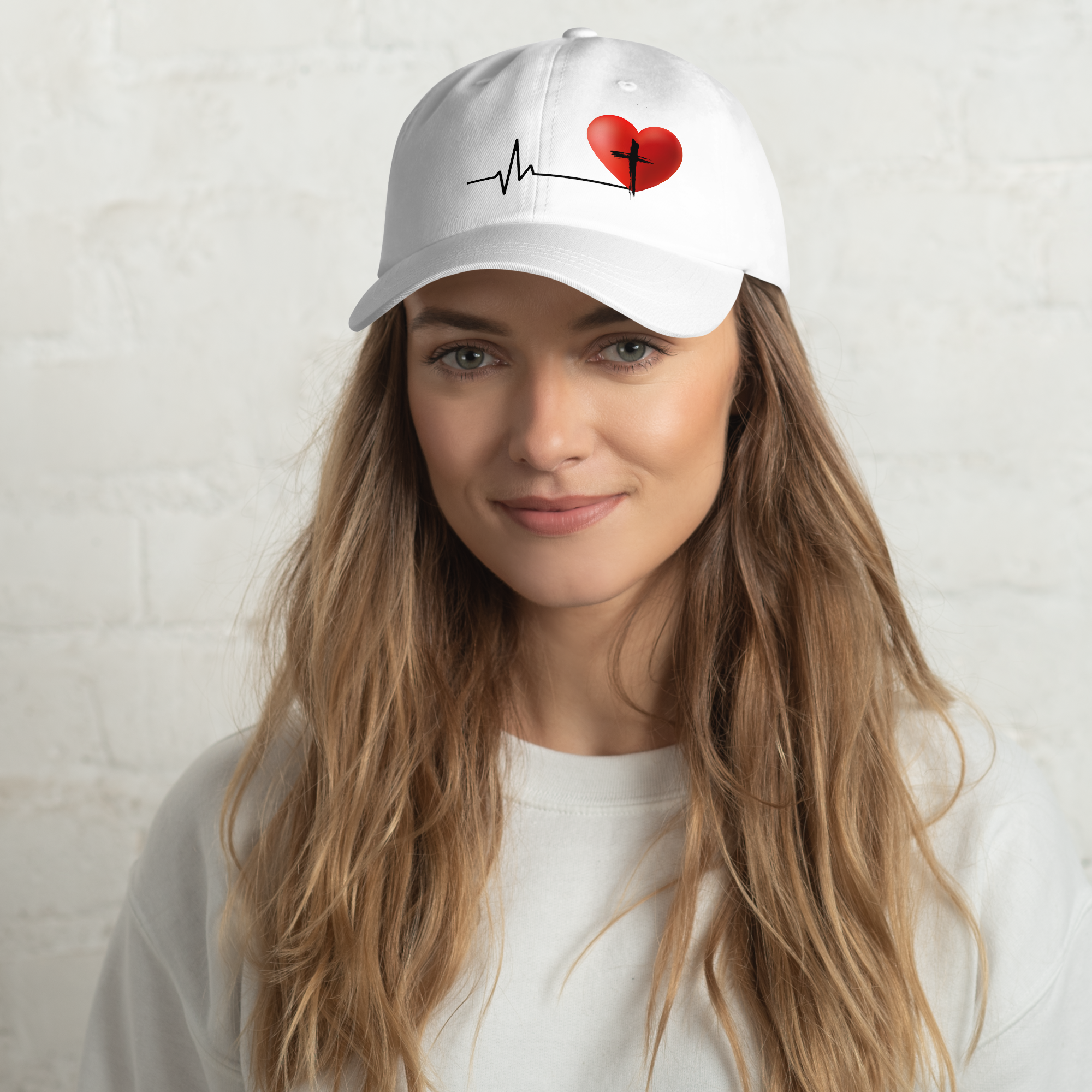 Heartbeat - Dad Hat - White
