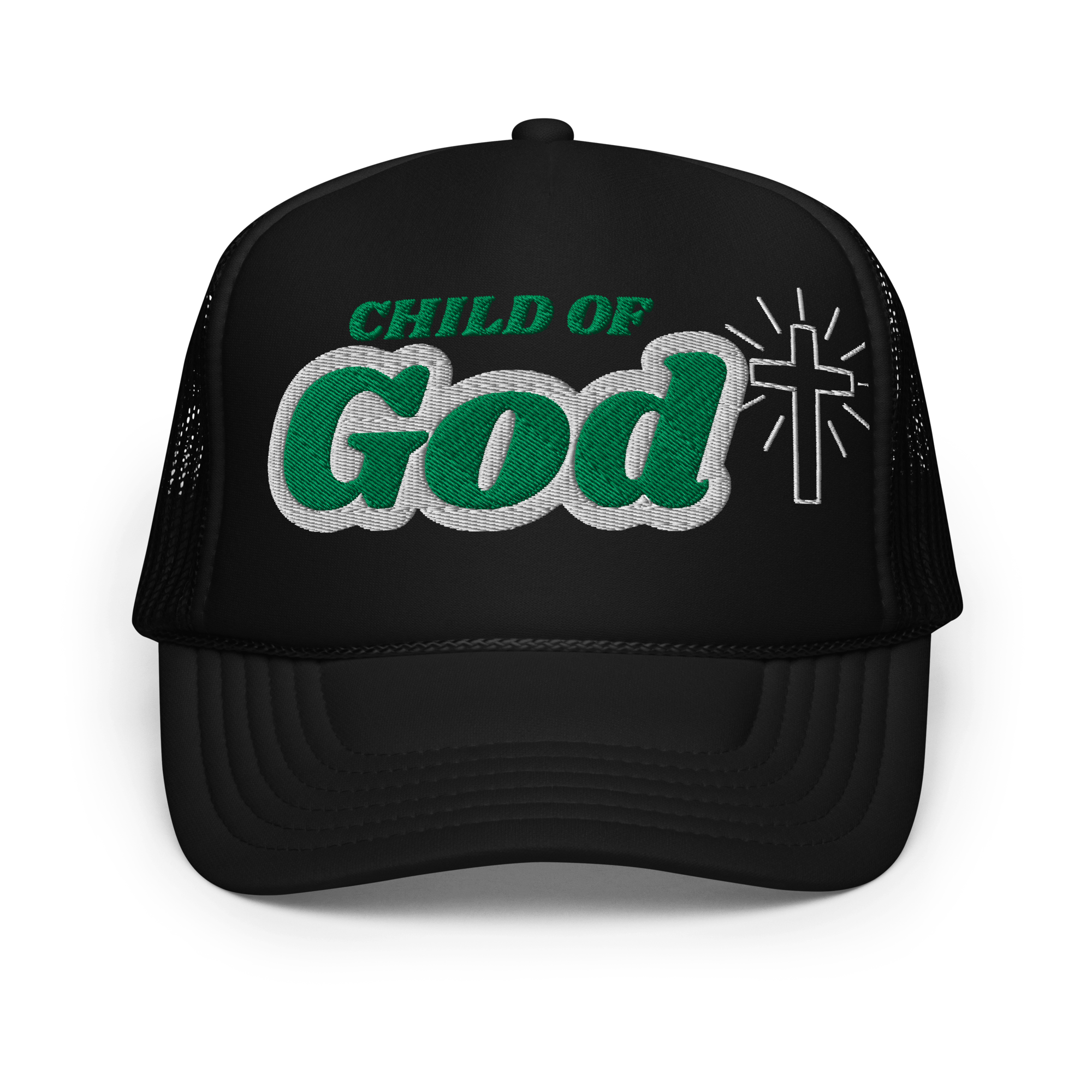 Child of God - Trucker Hat - Black/Black/Green