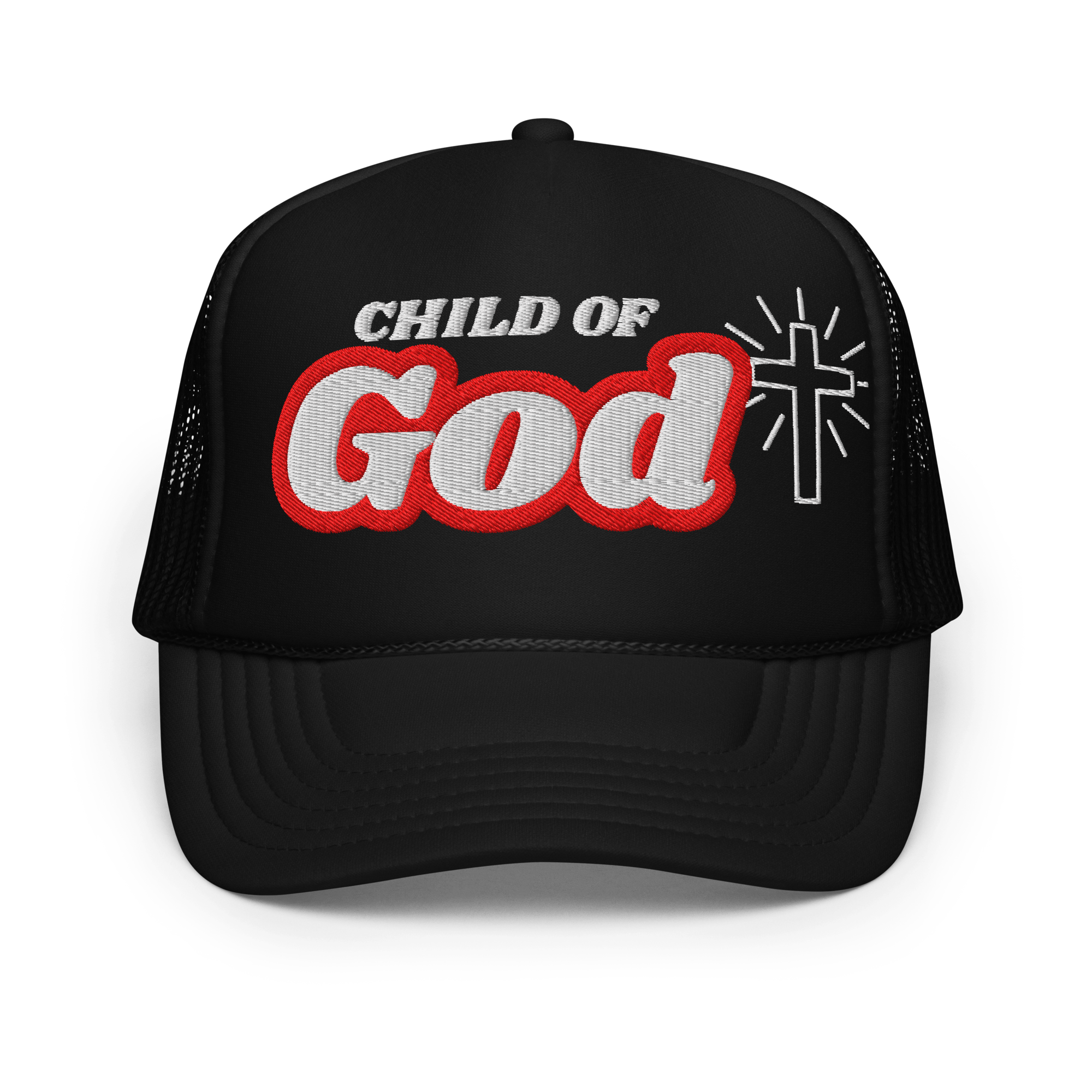 Child of God - Trucker Hat - Black/Black/Red