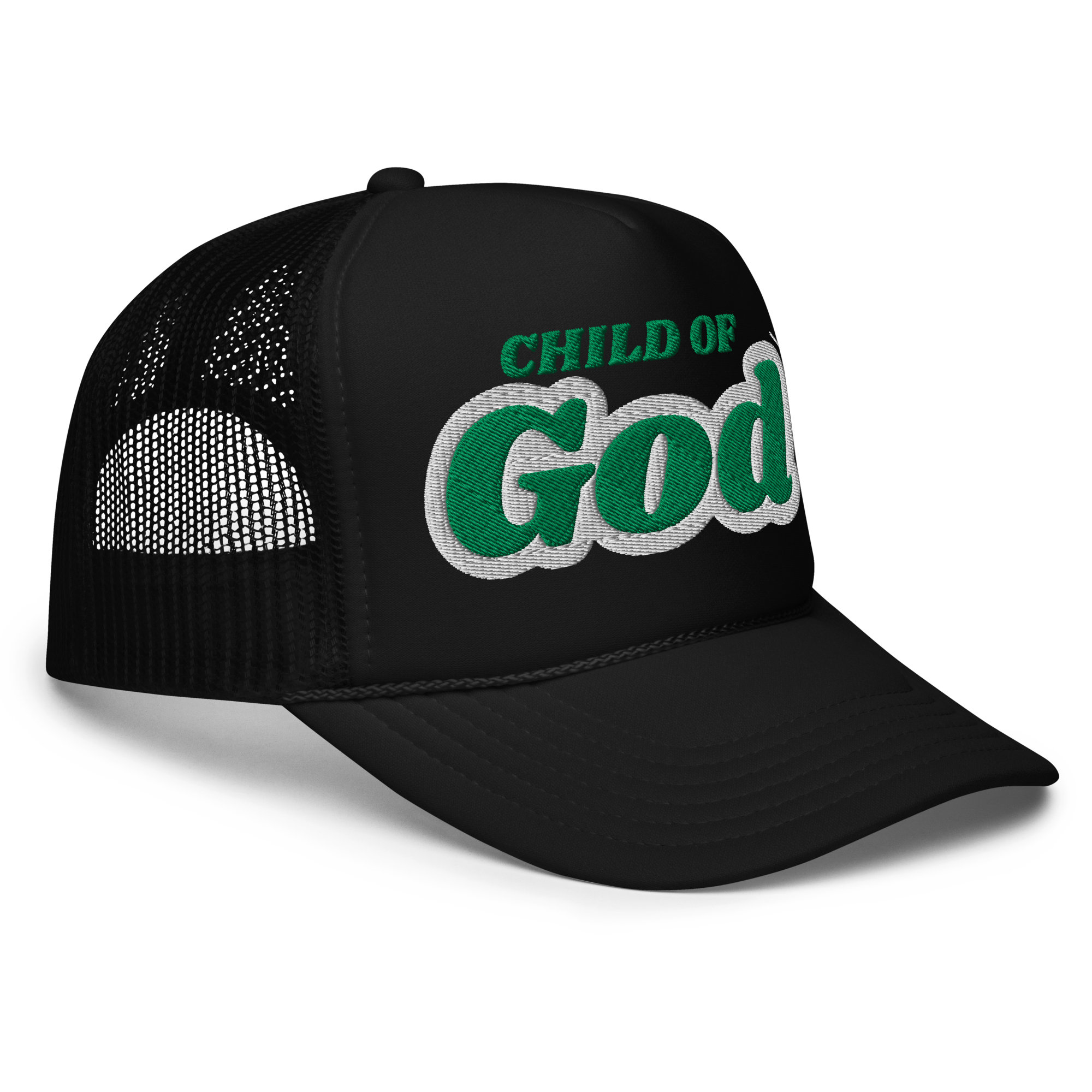 Child of God - Trucker Hat - Black/Black/Green