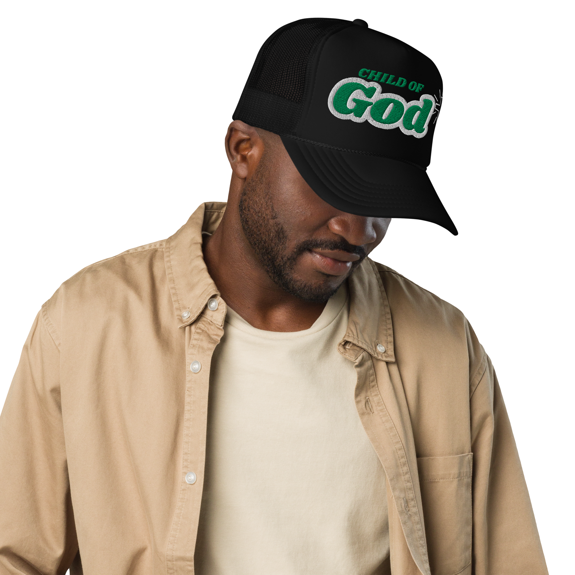 Child of God - Trucker Hat - Black/Black/Green