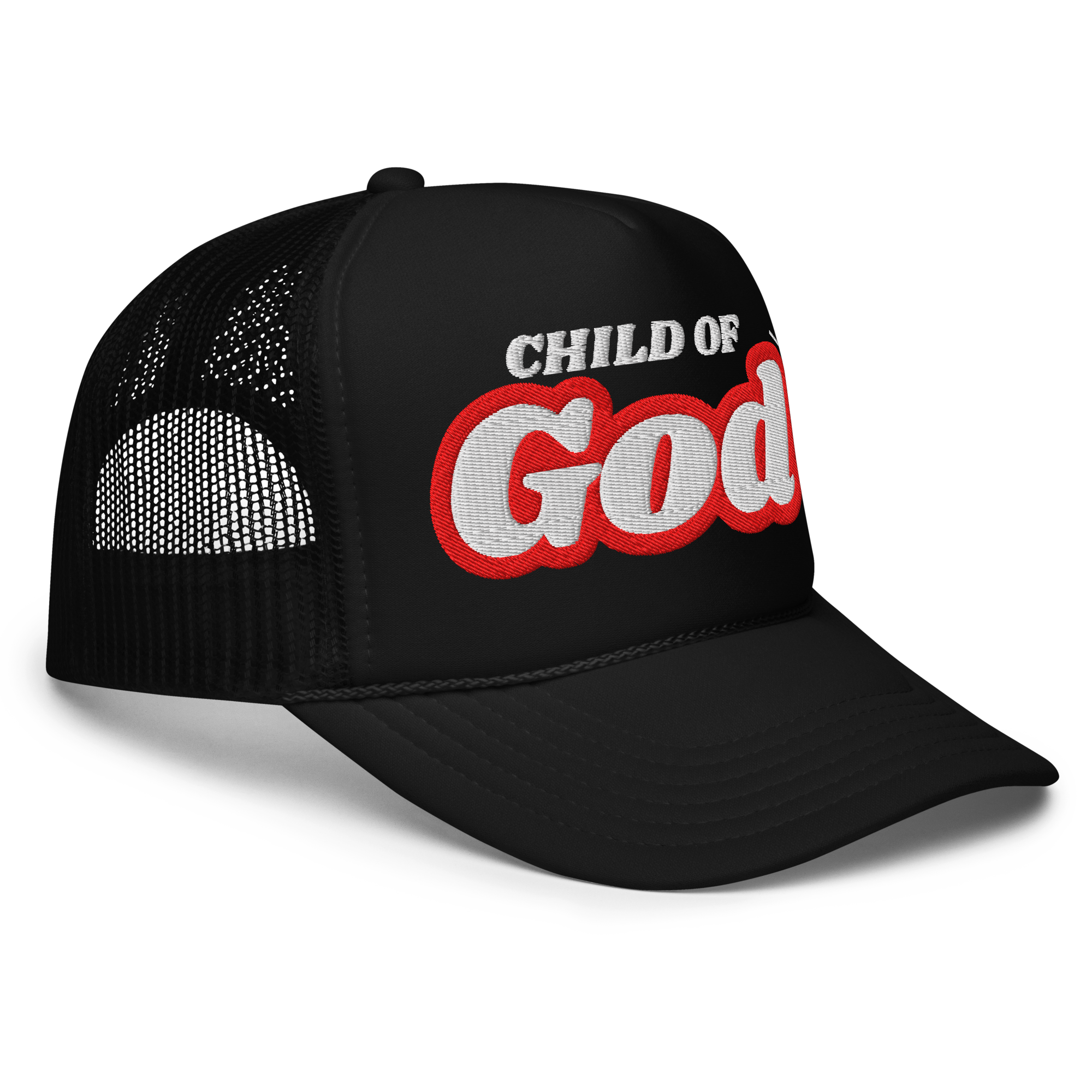 Child of God - Trucker Hat - Black/Black/Red
