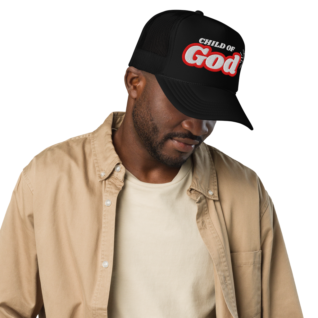 Child of God - Trucker Hat - Black/Black/Red