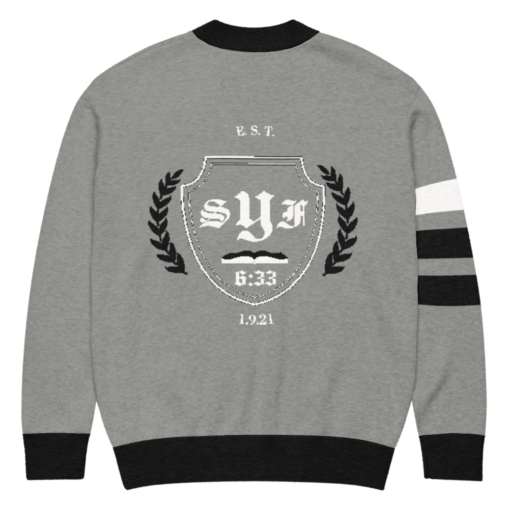 Old English Knitted Cardigan - Grey and Black