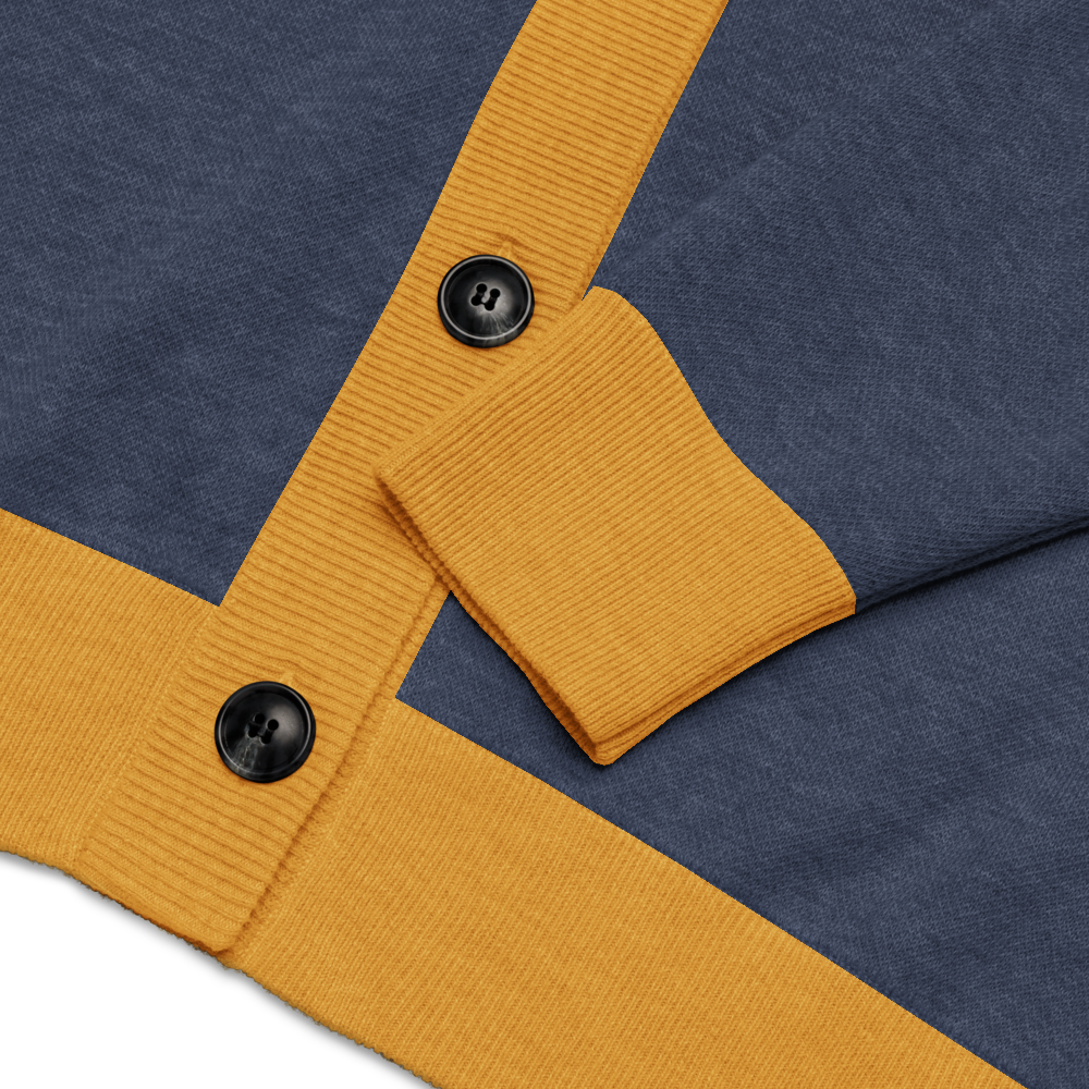 Old English Knitted Cardigan - Blue and Gold