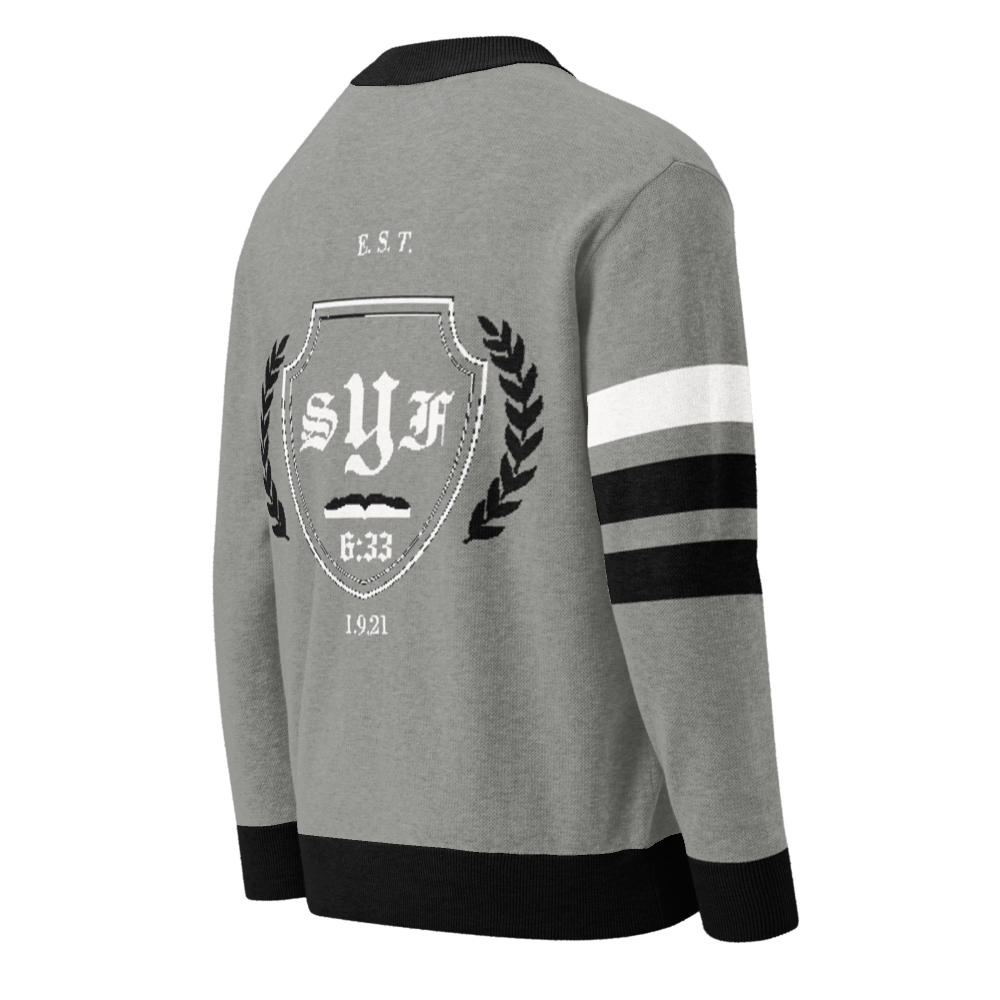 Old English Knitted Cardigan - Grey and Black