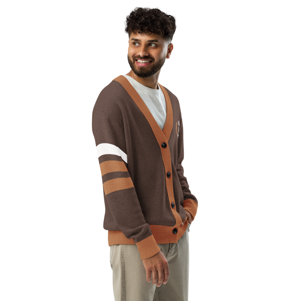 Old English Knitted Cardigan - Brown and Gold